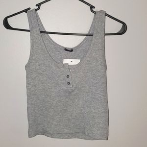 Gray Ribbed Henley Brandy Melville Tank S M L NWT OS New